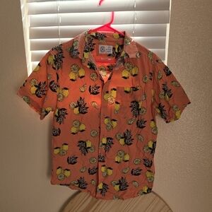 Hurley Orange and Yellow Floral Casual Shirt